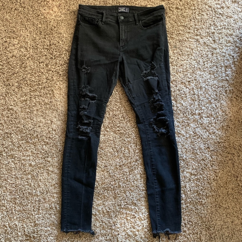 abercrombie & fitch black ripped jeans